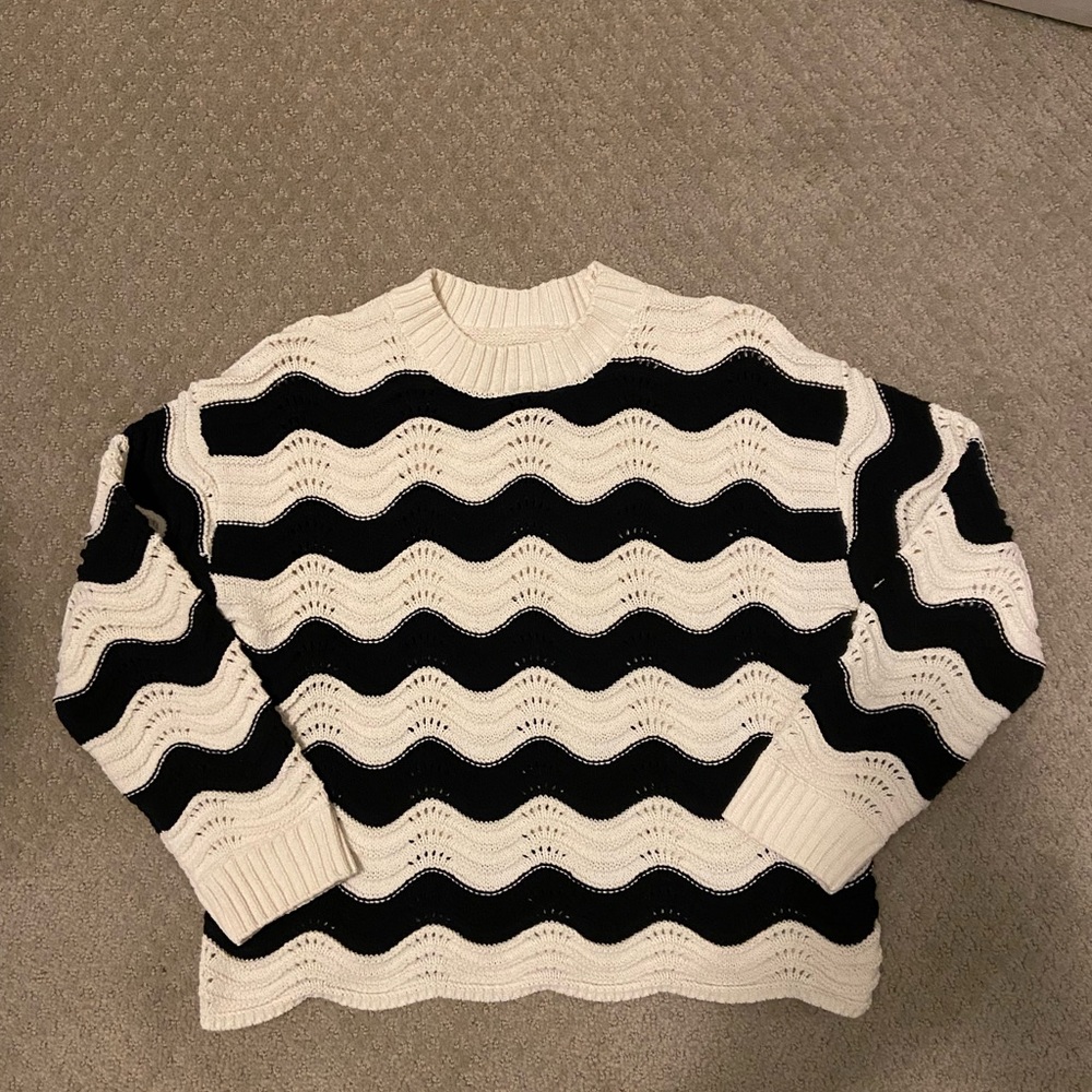 Girls Crochet Wave Pattern Sweater